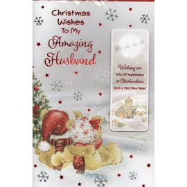 Husband Christmas Card ~With Love To My Special Husband At Christmas ~ Cute Bears & Cottage Door