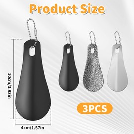 Colorich 3 Stück Schuhlöffel Klein, Schuhanzieher Metall, Mini Schuhlöffel mit Hängendem Loch für die Sich Schlecht Bücken, Männer Frauen und Senioren Unterwegs Camping