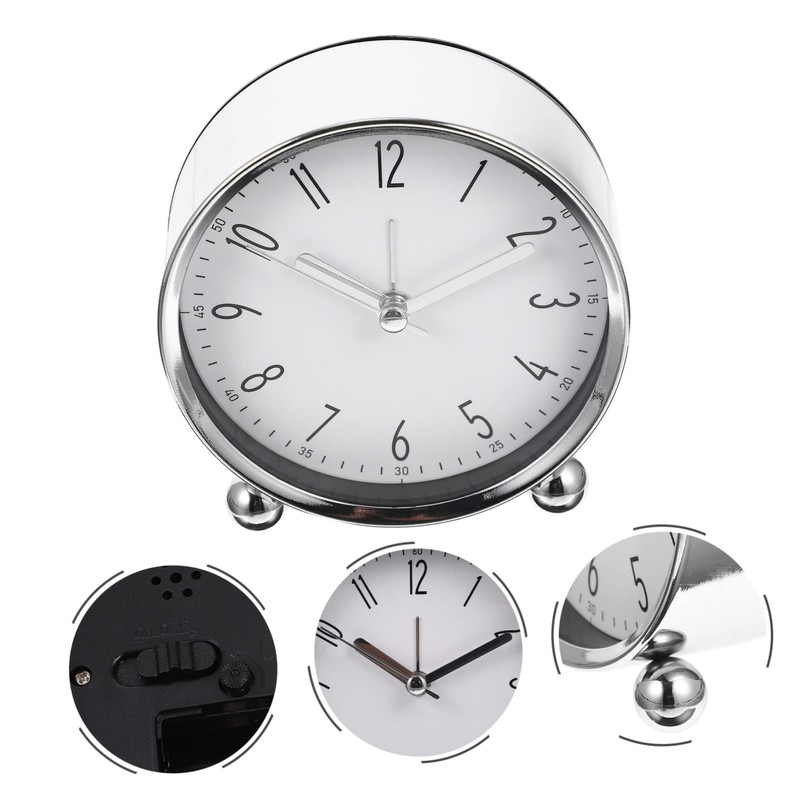 Mobestech Silent Alarm Clock Metal Digital Clock for Bedside Table