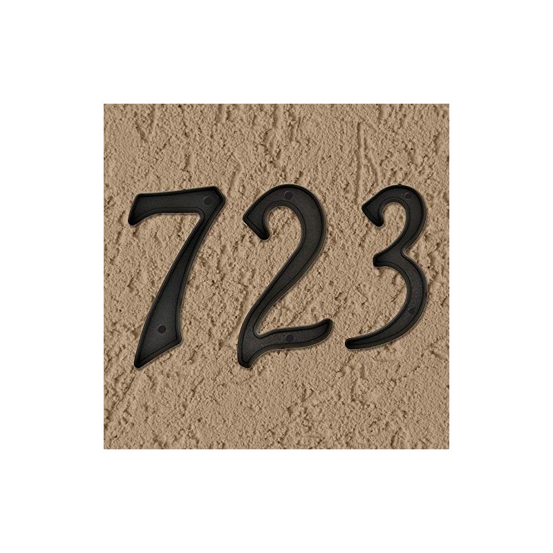 Hy-Ko 4” Classic Black Reflective Plastic House Number, Modern Raised