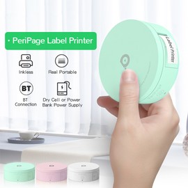 PeriPage L1 Mini Pocket BT Label Maker Sticker Inkless Portable Thermal Label Printer with 1 Roll White Paper Tape Compatible with iOS Android Smartphone for Home Office School Retail Store Name Price Labeling Barcodes Journals Organization