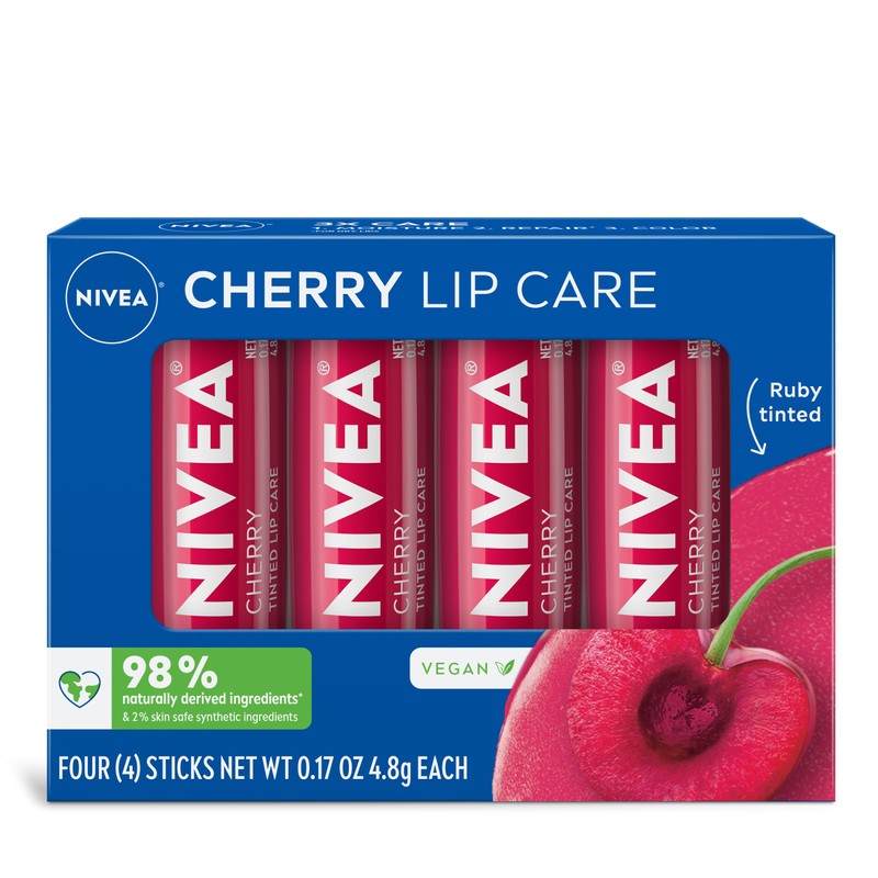 NIVEA Cherry Lip Care - Tinted Lip Balm for Beautiful,