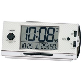 Seiko Clock NR539W Alarm Clock, Radio Wave, Digital, Loud Volume, Pixis RAIDEN Raiden, White Pearl, 3.0 x 6.6 x 2.2 inches (77 x 167 x 57 mm)
