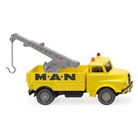 Wiking 063406 Tow Truck (Man) Man Service Yellow Gauge H0 1:87 - Miniature Model - Not a Toy