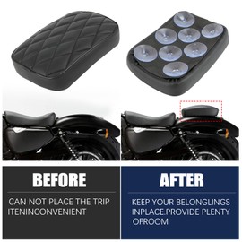 DREAMIZER Motorcycle Rear Passenger Cushion, 8 Suction Cups Motorcycle Rear Seat Pad Compatible with Harley Sportster XL 883 1200 Dyna Softail Touring Cruiser Chopper Custom