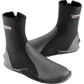 Cressi Isla Boots - Unisex Diving Neoprene Boots with Rubber Soles,Black Red Logo,S