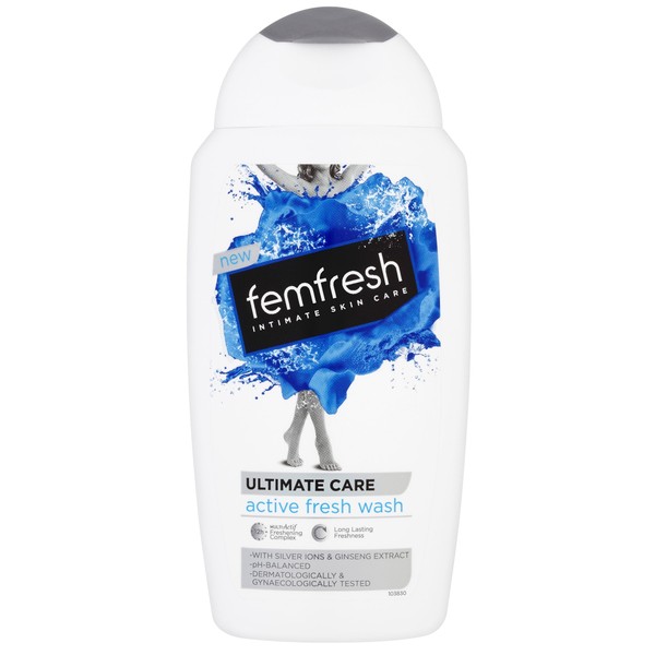 Femfresh - Ultimate Care Active Fresh Wash - with ginseng extract & antioxidants - pH-balanced - 250ml - Pack of 3