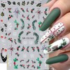 3D Christmas Nail Stickers Green Leaves Red Bean Elk Snowflake