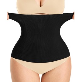 YERKOAD Waist Trainer for Women Corset Shapewear Tummy Control Faja Body Shaper Seamless Waist Cincher Postpartum Belly Band(Medium, Black)