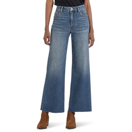 KUT from the Kloth Meg High-Rise Fab Ab Wide Leg Raw Hem in Milestone Milestone 2
