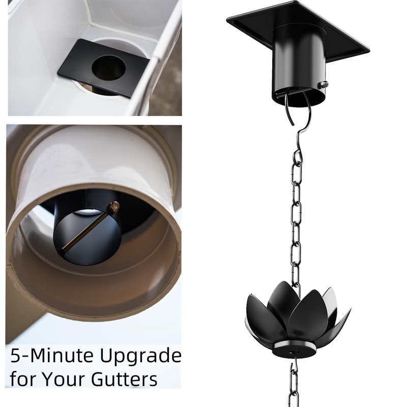 Wellrain Rain Chain for Gutters Outside 8.5ft Downspout Replacement with