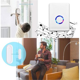 GREENCYCLE Wireless Door Sensor Chime Door Open Alarm, Door Chime for Business When Entering, Shop Entry Chime System for Home Security Shop Office, 600FT Long Range, 48 Ringtones 5 Volume Level, 2PK