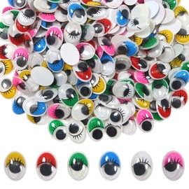TOAOB 252pcs Wiggle Googly Eyes Self Adhesive with Eyelashes Oval Assorted Colors 10x13mm Craft Eyes Plastic Sticker Eyes for DIY Crafts Scrapbooking Decoration