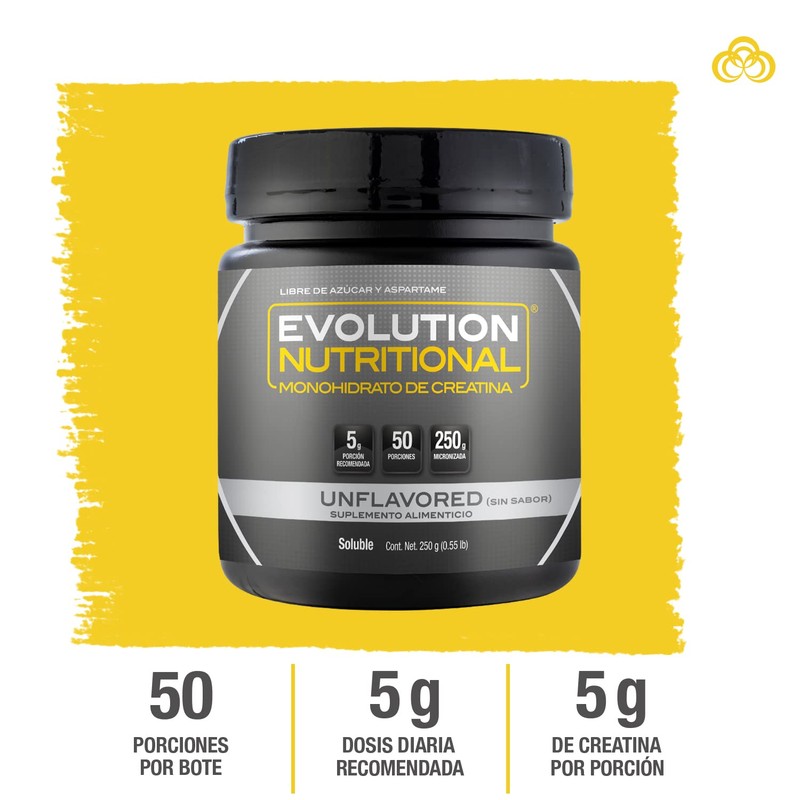 EVOLUTION, Monohidrato de Creatina, Suplemento Alimenticio, Creatina Monohidratada, Sin Gluten,