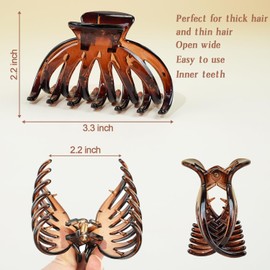 Mevnccola 3.3 Inch Octopus Hair Claw Clips for Thin & Thick Hair, Large Cute clip for Women, Flower Jaw Barrettes, French Clip, Hair Accessories, Banana Clips for Girls Gift