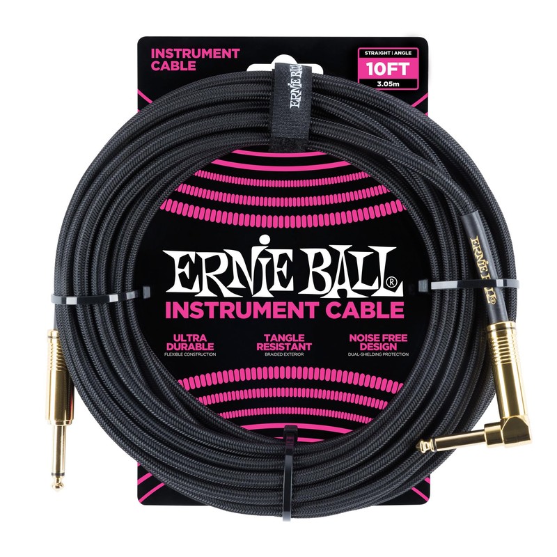 Ernie Ball - Cable trenzado para instrumentos, recto/angular, 10 pies,