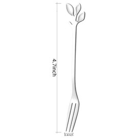 AnSaw 8-Pieces 4.7-inch Small Appetizer Forks With Leaf Handle(Silver)