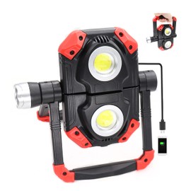 2500 Lumen LED Work Light Rechargeable, Folding Portable Flood Light with Magnetic Base and 360° Rotation Stand, Waterproof, for Camping/Car Repairing/Emergency/Job Site Lighting