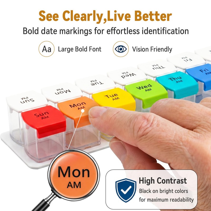 Extra Large Pill Organizer 2 Times a Day - Weekly