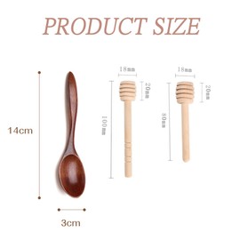 8 Pcs Honey Spoon, 8/10/14cm Honey Stick and Honey Spoon Wooden, Exquisite Wooden Honey Spoon, Honey Dipper, Natural Wooden Spoons for Stirring Honey Coffee Tea Soup Jam