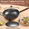 WANGYUANJI 13.4" Iron Wok,Chinese Craft Wok with Lid Flat Bottom,No