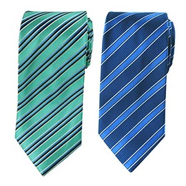 Towergem Extra Long Men's Tie Microfibre Fabric Jacquard Stripes Tie XL 63 Inches - 95