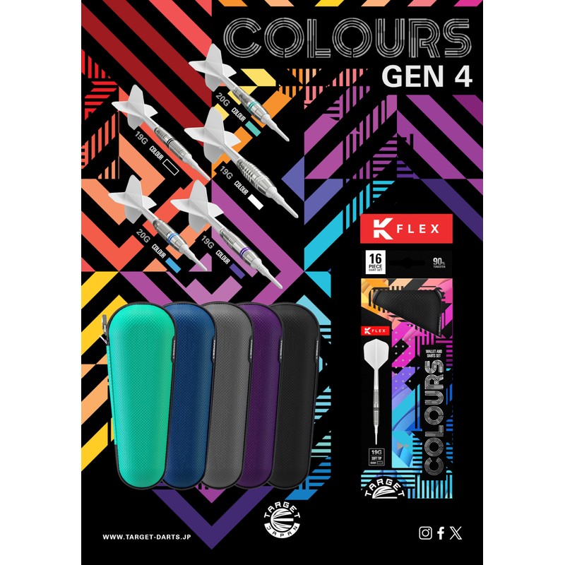 TARGET COLOURS GEN4 BLACK 90% 19G 2BA SOFT TIP DARTS