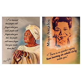 CHAKRIK Maya Angelou, F Scott Fitzgerland, Mother Teressa, Mark Twain Quotes Wall Art Positive Quotes Wall Décor Artwork Woman Wall Motivational Wall Décor (Orange & Light Black)