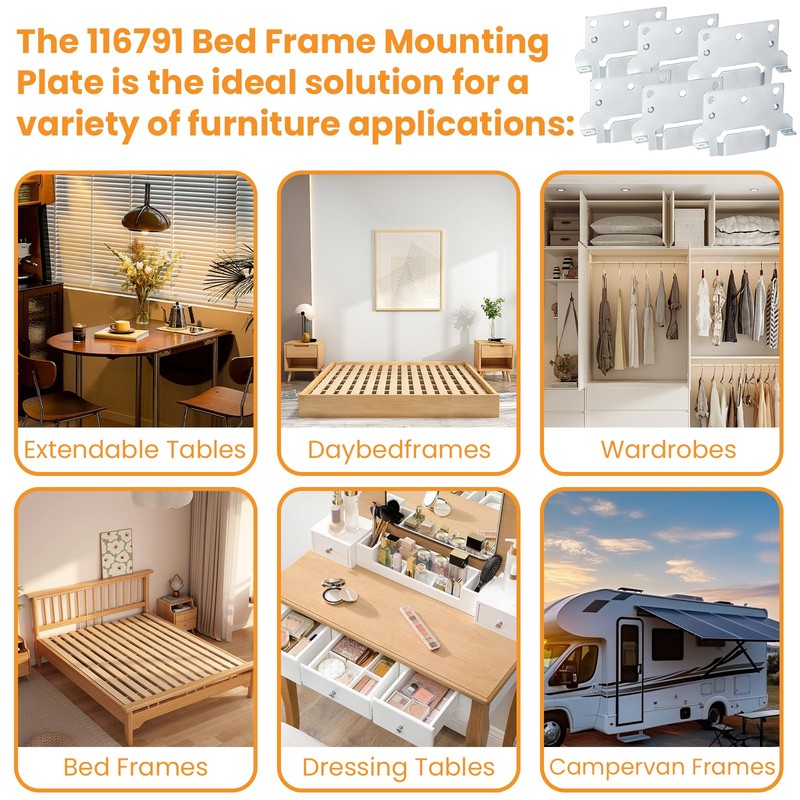 Zookpr 116791 Mounting Plates Replacement for IKEA Bed Frame Brackets