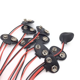HiLetgo 10pcs 9V Battery Clips 9 Volt T-Type Snap-on Battery Buckle Leather Snap on Battery Connector Lead 15cm(T-Type)