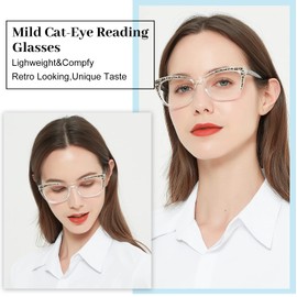 OCCI CHIARI Comfortable Womens Reading Glasses Cateye Readers 1.0 1.5 2.0 2.5 3.0 3.5 4.0 5.0 6.0(Clean 2.5)