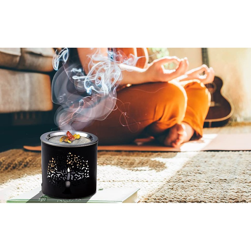 Handmade Black Iron Incense Burner/Incense Censer with Stainless Steel Sieve