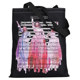 LEVLO Hamilton Schuyler Sisters Tote Bag Angelica & Eliza & Peggy Musical Fans Gift Schuyler Sisters Satisfied Grocery Bag (Satisfied BlackTote)