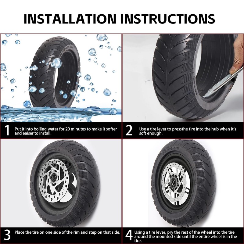 60/70-6.5 Scooter Tire, 10x2.5 Scooter Tire Solid Tire, Electric Scooter