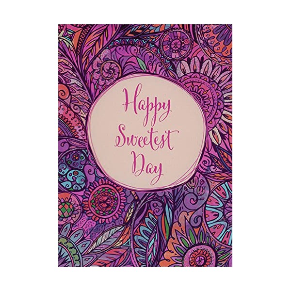 Designer Greetings Pink and Purple Shimmering Wildflower Border Sweetest Day