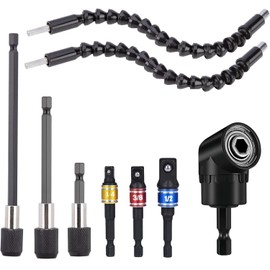 Adaptador Taladro Angulo de 105° Enchufe Universal Extensión Vástago Hexagonal 1/4 Pulgada Accesorio Destornillador (Adaptador + Extension Flexible)