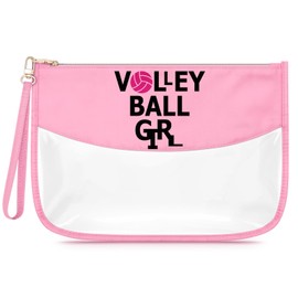 Volleyball Lover Gifts PVC Makeup Bag for Women Christmas Birthday Graduation Presents for Daughter Friends Clear Cosmetic Bag Inspirational Team Gifts for Volleyball Player Zipper Travel Pouch