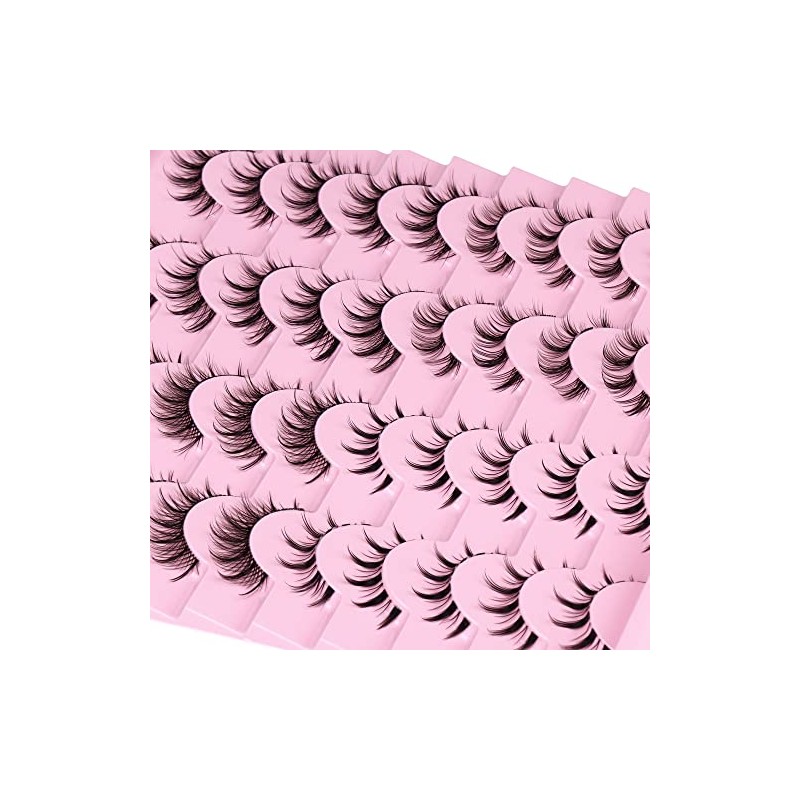 Manga Lashes Natural Look Anime False Eyelashes 20 Pairs Clear