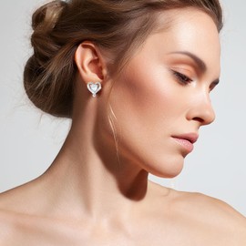 DOFRID Moissanite Heart Stud Earrings for Women, 0.6-3 Carats Moissanite Earrings Studs, Anniversary Present for Women Wife, Birthday Gift for Wife, Jewelry Gift for Girlfriend, Mom