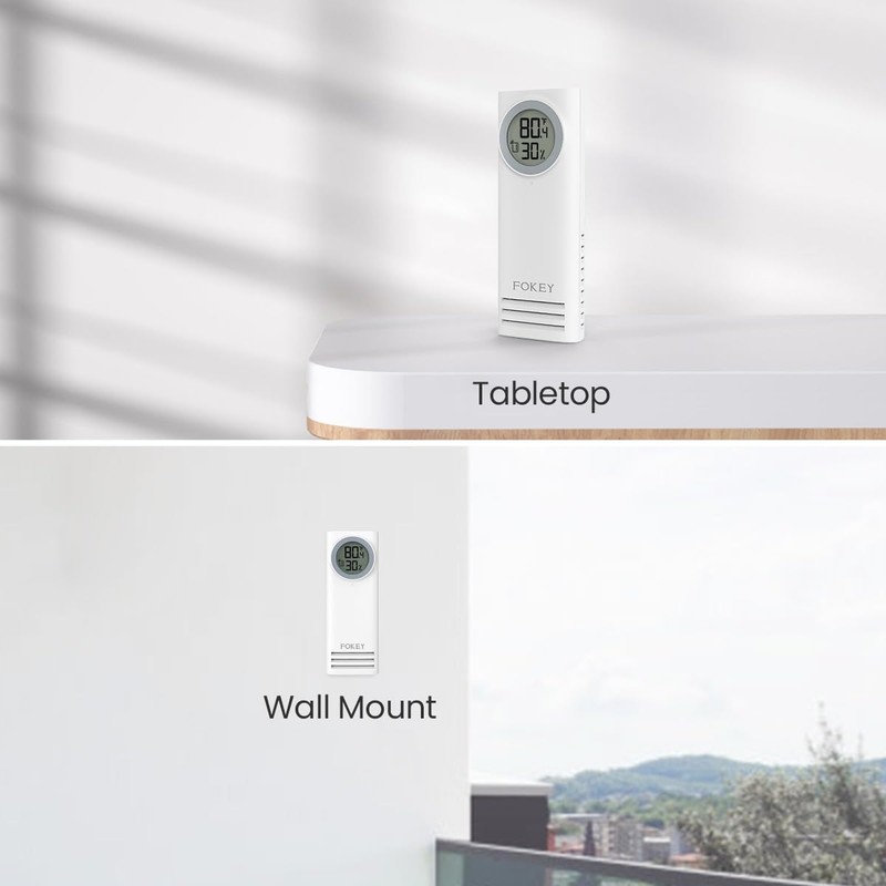 Fokey Remote Sensor Indoor Outdoor Thermometer Wireless for Z2 Weather