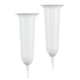 Tymar Grave Vase, Pack of 2, Cemetery Vase with Ground Spike, Grave Decoration, Vase for Grave, Plastic (White, Diameter 13.5 cm)