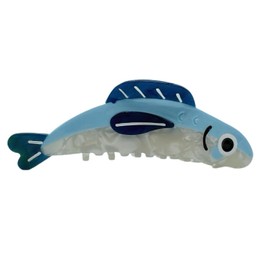 Aurasnap Small Bluefin Fish Hair Claw Clips - Striped Acetate Hair Clips for Women, Non-Slip Hair Clips for Thin/Thick/Curly Hair, 3D Textured Ocean Hair Accessories