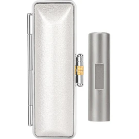 Sanai Hanko Seal Real Seal Bank Stamp Titanium Blast Silver Titanium Real Seal Bank Stamp Set of 1 Titanium Stamp Name Hanko Stamp [Blast Titanium with Case Mark, 10.5-18.0 mm] (15.0mm, Import Body)