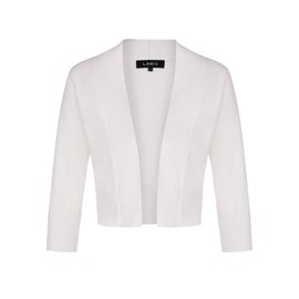 Mintlimit Women's Open Knit Cardigan Bolero, Short 3/4 Sleeve Festive Cardigans with Button, Bolero Shrug, White