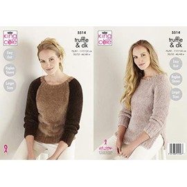 King Cole 5514 Knitting Pattern Womens Easy Knit Raglan Sweater and Tunic in Truffle