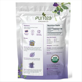 Organic Butterfly Pea Flower Powder, 8oz | Great for Iced or Hot Brewed Herbal Tea | Natural Blue & Purple Food Coloring | Premium Grade | Rich in Antioxidants | Caffeine Free, Non-GMO, No Sugar