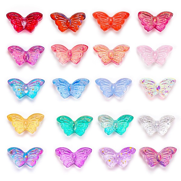 100Pcs Butterfly Beads, Mabor Butterfly Glass Beads for Jewelry Making Earring Necklace Pendant Anklet Crystal Butterfly Mixed Beads for Bracelets DIY Craft Jewelry Making