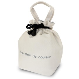 [style plein de couleur] 巾着 保冷ランチバッグ 「 縦長 ランチ巾着 S 」 お弁当 袋 ランチバッグ （ 小さめ 保冷 バッグ としても◎） 弁当 ふくろ （アイボリー）