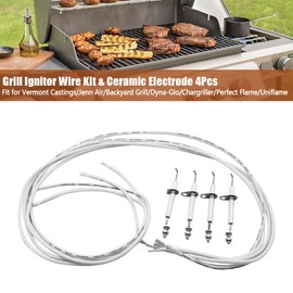 Meyffon 4-Pack Grill Igniter Wire & Ceramic Electrode Kit Fit for Jenn Air, BBQ Grillware, Vermont Casting and Others Gas Grill Igniter Ignition Electrode Gas Burner