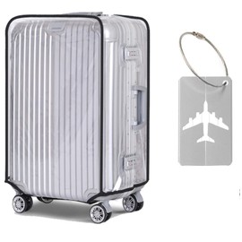 Alledomain Transparent Travel Luggage Cover Waterproof Dust-Proof PVC Protectors Include 1 Luggage Tag - Fits for 30 Inch Suitcase (53cm L x 34cm W x 72-76cm H)